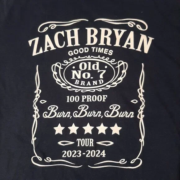 Zach Bryan Official 2024 Tour Merch Whiskey Unisex XXLarge Black 2XL Tshirt NWOT - Picture 2 of 6